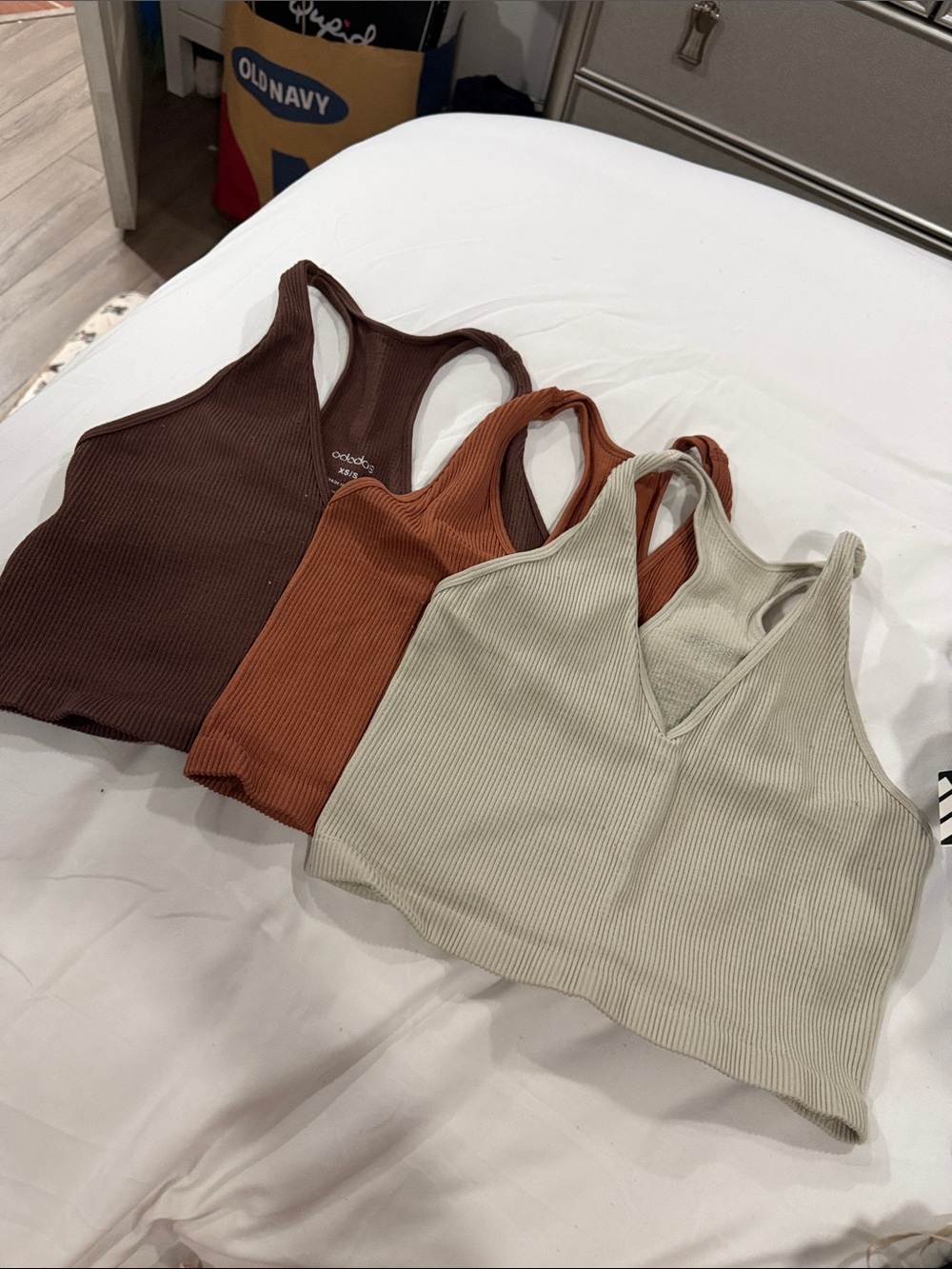 Ribbed V-Neck Racerback Tank - Chocolate, Rust & Cream (3-Pack)